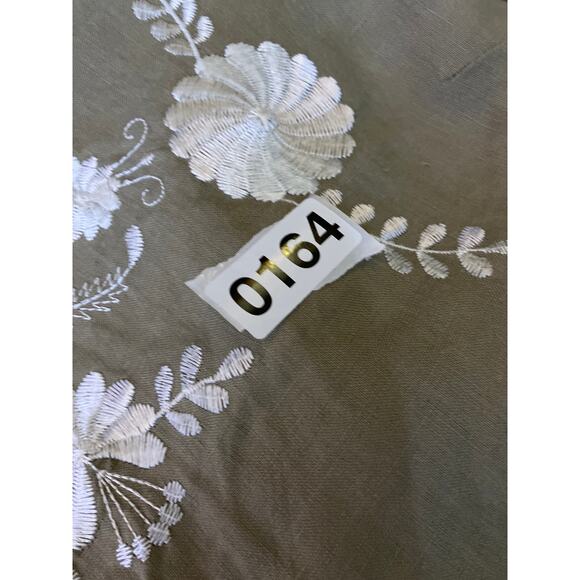 ZARA Green Floral Embroidered Dress | White Flowers Boho Chic Midi - Picture 6 of 6